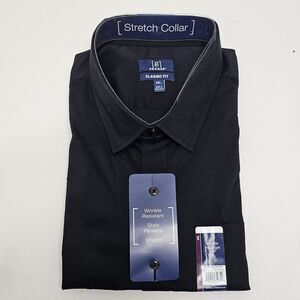 George Stretch Collar Dress Shirt Men’s 2XL Black NWT Wrinkle Resistant Stain Re